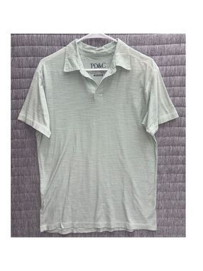 PD&C Authentic Apparel Men's Medium Light Green Cotton Polo Shirt Short Sleeve